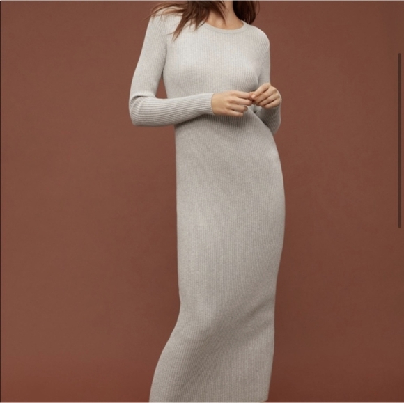 BABATON Group By Babaton Streep Sweater Dress Grey Maxi XXS 2XS Small ARITZIA - Picture 3 of 11